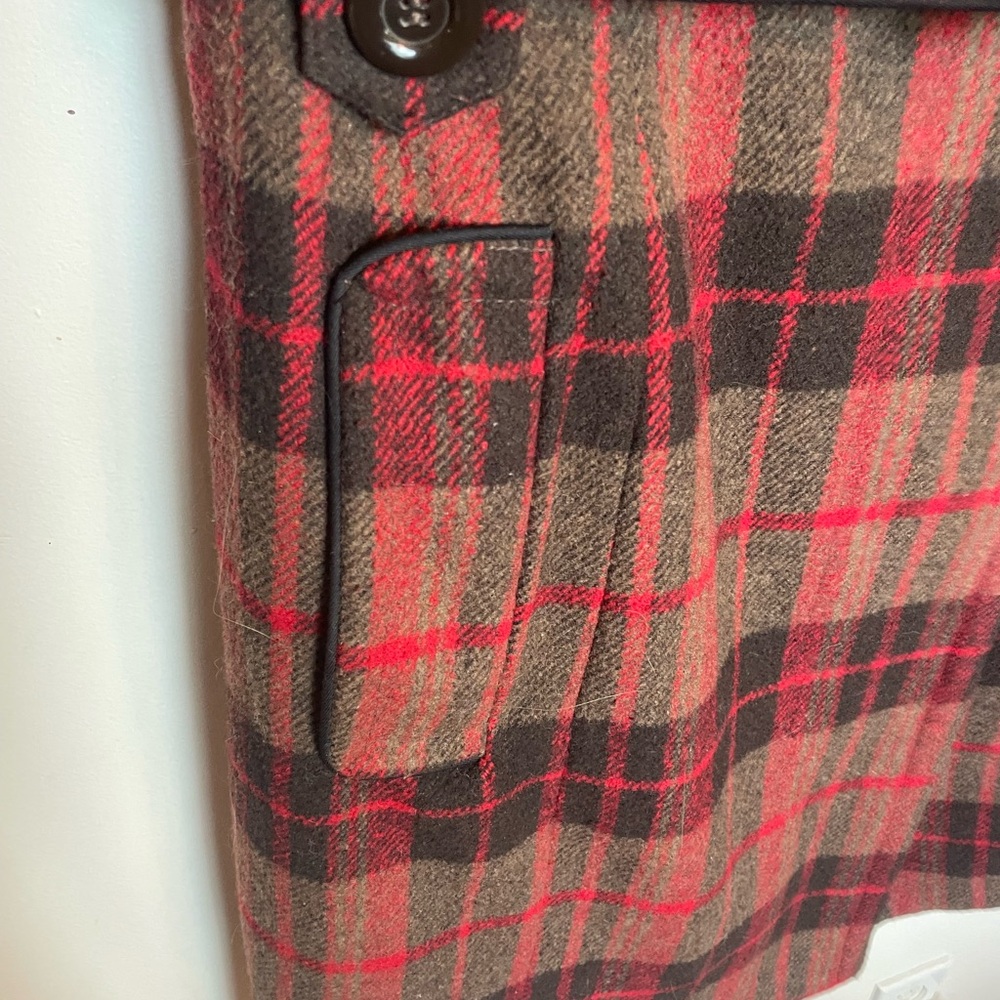 Vintage Plaid Women’s Wool Blend Button Down Trench Style Cost Size Small Fall - Picture 5 of 12